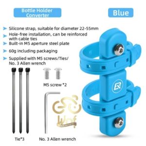 ROCKBROS BKG019B Braket Holder Botol Sepeda Motor Strap Converter Stand Bicycle Bottle Cage Mount Adaptor Silicone Gel Universal Kettle Holder Adapter Support Hole Frmae Easy Installation Cycling Equipment 31000100