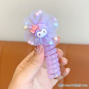 Ikat Karet Spiral Ulir Ungu Motif Kuromi Karakter Aksesoris Rambut Ponytail Fashion Korea HS AR09
