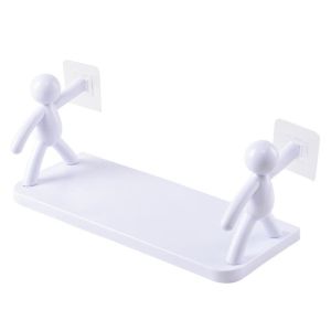 Household Simple Punch-free Wall Hanging Human-shaped Guardrail Hook Rack Bathroom Shelf With Hook Kitchen Storage Rack