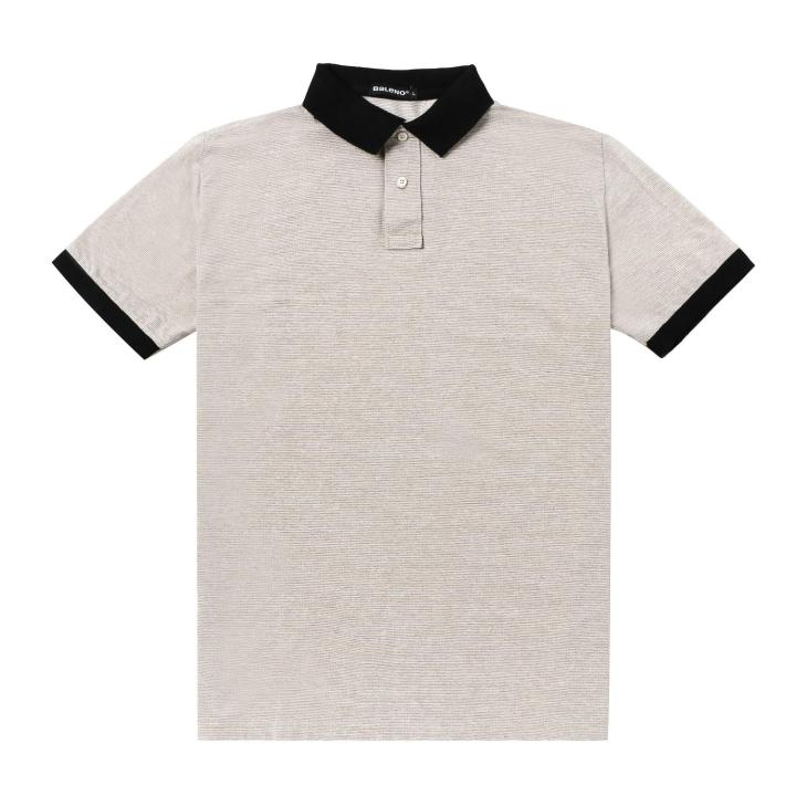 Baleno Men’s Jacquard Knit Polo Shirt in Khaki