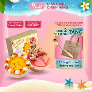 Set làm bánh mousse kèm HỘP GIẤY thượng hạng 2 vị chanh dây và dâu ONICI thành phẩm 750ml/bánh