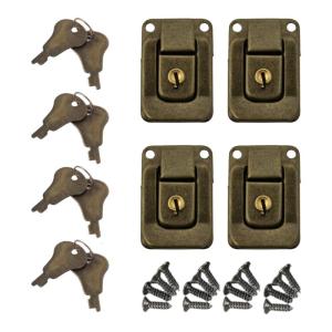 Set of 4 Iron Catching Lock for Toolboxes and Storage Box with Key and Screws for Enhances Security and Durability