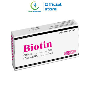 Viên uống bổ sung Biotin Vitamin B5 giúp tóc chắc khỏe giảm gãy rụng tóc bảo vệ da tóc - Hộp 20 viên