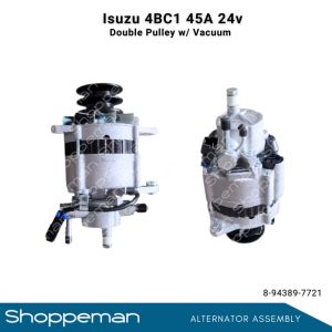 ISUZU 4BC1 ALTERNATOR ASSEMBLY DOUBLE PULLEY WITH VACUUM 45A 24V 8-94389-7721