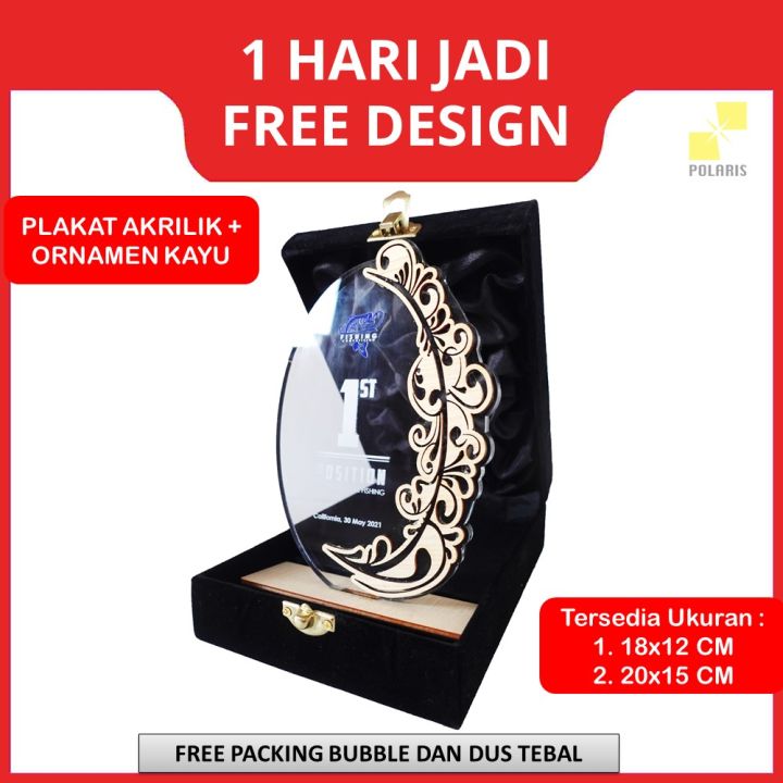 PLAKAT AKRILIK ORNAMEN KAYU UNIK + BOX TROPHY ACRYLIC CUSTOM - PLAKAT