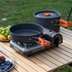 Camping Cookware Kit Outdoor Aluminum Cooking Set Water Kettle Pan Pot Travelling Hiking Picnic BBQ Tableware Equipment