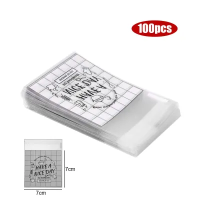 100Pcs/Pack Handmade Candy Cookies Packaging Bag Self Adhesive Plastic Treat Bags Baking Decoration Party Favors