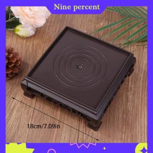 Nine percent Deep Brown Carving Wooden Look Plastic Base Tray Flowerpot Holder Round Square Multi-Functional Teapot Vase Fish Tank Base