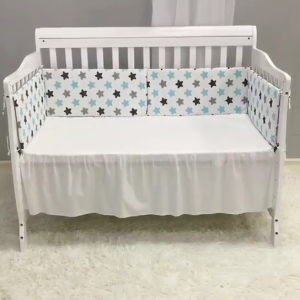 Baby Crib Liner Breathable Crib Guard Keeps Baby Safe Printed Pattern Cotton Cribs Protection Fence Double Side Liner