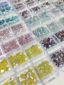 6 Lưới kim cương giả gắn móng Mini móng tay Kim Cương Charms 3D Đá Quý Vòng Thạch DIY Làm Móng Tay trang trí móng tay