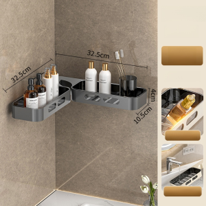 [ติดตั้งโดยไม่ต้องเจาะ กว้างพิเศษ] ชั้นวางของในห้องน้ำ ทนทาน ป้องกันสนิม ประหยัดพื้นที่ ชั้นวางสำหรับเก็บของในห้องน้ำ