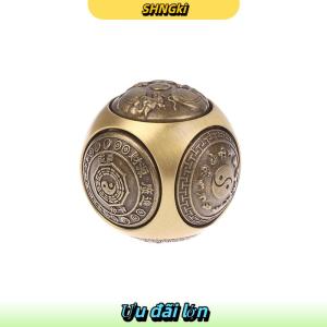 SHNGki Sáu mặt bốn phước lành may mắn tiền Fidget Spinner Brass giảm căng thẳng Cube Giải Nén bóng Fidget đồ chơi thủ công