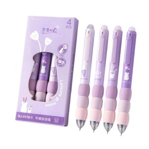 4 Count Friction Gel Pen with Textured Sponge Comfort Grip Multi Use Erasable Gel Pen Ideal For Students Daily Writing