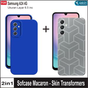 Case Samsung A24 4G Paket 2in1 Softcase Macaron Warna Free Skin Transformers