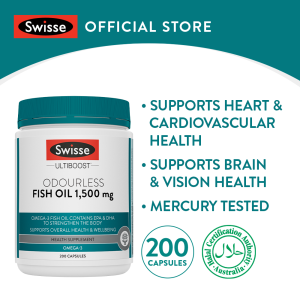 [EXP 27 AUG 2026] Swisse Ultiboost Odourless Fish Oil 1500mg 200 Caps