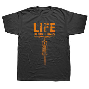 Mountain Bike Life Behind Bars Funny Biking Cotton T-Shirts  Loose Oversized Casual Streetwear Fashion T-Shirt