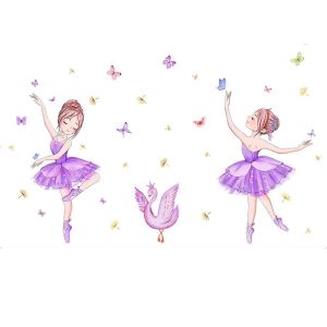 OKDEALS01 Waterproof Ballerina Girl Sticker PVC Self-Adhesive Self-Adhesive Wall Decal Beautiful DIY Butterfly Wall Sticker Wall Decor