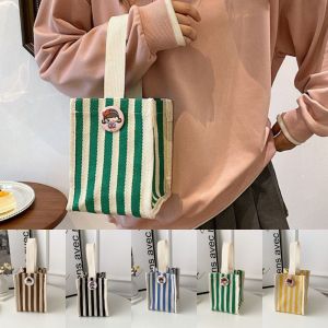COSE Có tay cầm ngắn Túi tote Hoạt hình Sọc Túi đưa thư Dễ thương Vải bố Túi đeo chéo cho nữ hợp thời trang Cô gái