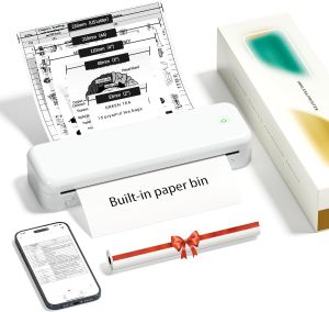 Phomemo M834 Portable A4 PrinterUpgrade 300DPI Wireless Bluetooth Inkless Thermal Printer for Travel/ Business/School/Home To Use
