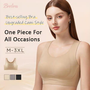 『Brelira』Full Cup Bra Big Breasts Look Small Anti Sagging Seamless Wireless Lightweight Liquid Foundation Invisible Underwear