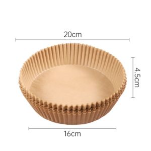 20cm Air Fryer Baking Papers Oil-Absorbing Sheets Oil-proof Disposable Paper Liners Non-Stick Round Parchmen Kitchen Accessories 50Pcs 空气炸锅烘培油纸