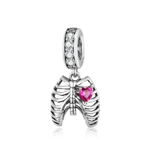 BAMOER Steampunk Oath with Heart Pendant Charm for Original Snake Bracele or Necklace 925 Sterling Silver Jewelry SCC1459