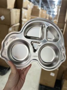 Khay ăn dặm cho bé ô tô trơn chất liệu inox 304 316  hình ảnh ngộ nghĩnh đáng yêu thu hút bé ăn uống ngon miệng rk655