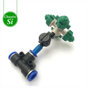 [Sỉ 100 bộ] Béc tưới phun sương 4 hướng kèm đầu nối ống LDPE 8mm (có thể lấy kèm van chống rỉ nước hoặc không)