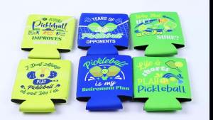 Pickleball Can Coolers Supplies - 12PCS Pickleball Accessories Gifts Women Men Funny Pickleball Koozies Gifts for Pickleball Lovers Pickle Party Decorations Supplies Pickleball Soda Can Sleeve