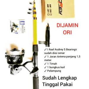 Set Pancing Antena Panjang 150Cm Dengan Reel 200 Audrey/Boom Komplit Siap Pakai Cocok Untuk Pemula Super Terlaris