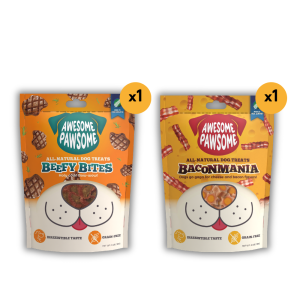 [Bundle of 2] Awesome Pawsome All Natural Dog Treat Grain Free Snacks for Dogs of All Ages Made in New Zealand with Resealable Bag