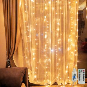 2Mx2M/3Mx3M LED Stars Curtain Fairy String Light /USB String Window Lights Garland For Wedding Home Party Decor Remote Control 8 Modes