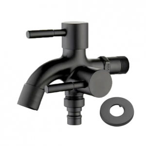 Mishilei 304 Stainless Steel 1in2 out 2 Way Faucet Bathroom Kitchen Wall Mounted Lengthened Tap