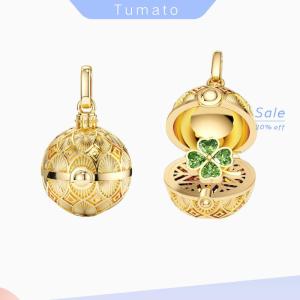 Tumato Retro Style Four-leaf Clover Heart-Shaped Frog Open And Close Circular Pendant Necklace Fashion Jewelry Accessories Gift