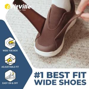 FitVille Mens Diabetic Shoes Extra Wide Slip-On Shoes for Swollen Feet Adjustable Walking Shoes for Elderly Foot Pain Relief