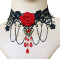 Lace Vintage lace choker necklace Fashionable Black beaded flower choker Steampunk Halloween choker for Women Wedding. 