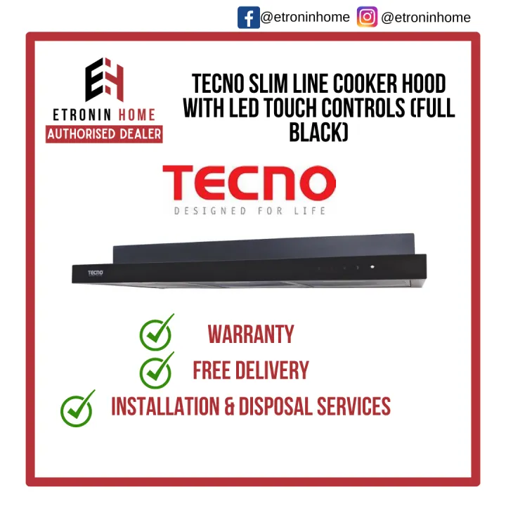 TECNO%20Slim%20Line%20Cooker%20Hood%20With%20LED%20Touch%20Controls%20/%20Black%20-%20Image%202