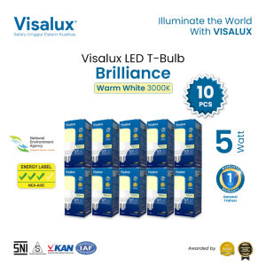Visalux Lampu LED T-Bulb Brilliance 3000K Warm White Kuning 5W - Bundling Paket 10 pcs (BRI-VPT8805WW)