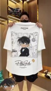 Anime Detective Conan Cartoon Tees Mens Cotton T-Shirt Regular Clothing Crewneck