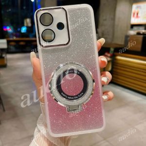 Redmi 13x 4G lấp lánh kim tuyến giá đỡ từ tính Vỏ điện thoại cho Redmi 13X 13 X X13 Redmi13x Redmi13X 4G 2025 đầy đủ ống kính máy ảnh màng bảo vệ long lanh vỏ điện thoại với vòng nhẫn đeo tay