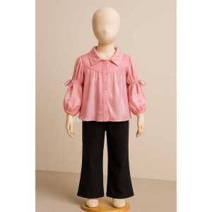 Fashion anak Setelan perempuan korean style usia 2-12tahun kemeja shimmer celana scuba
