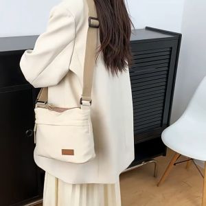 Simple solid color nylon cloth bag for women multifunctional casual waterproof portable fashionable single shoulder