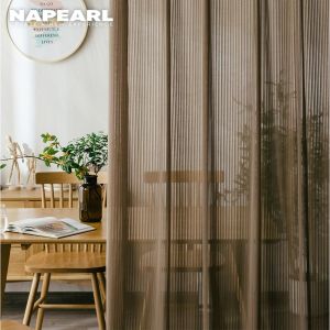 Napearl ม่านหน้าต่าง ผ้าม่านโปร่งแสง สไตล์วินเทจ ผ้าม่านโปร่งแสงประตู 1 ชิ้น ผ้าม่านราคาถูก