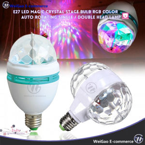 LED Magic Crystal Stage Bulb RGB Color Auto Rotating Single/Double E27 bulb lamp