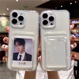 Clear Jelly case with card holder Samsung A05S A05 A06 A15 A25 A35 S24 plus Ultra Note 8 9 10 plus J7 2017