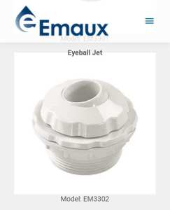 Emaux High-Quality Pool Spa Return Inlet Eyeball Jet 1 1/2" & 2" for Cleaning and Maintenance