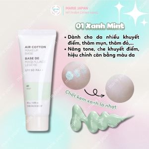 Kem Lót The Face Shop Dưỡng Da Kiềm Dầu Chống Nắng Air Cotton Make Up Base SPF30 PA++ Hàn Quốc 35g