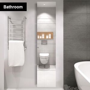 Topstar HD Mirror 4pcs Wall Self-Adhesive Mirror Full Body Fitting Paste Mirror For Living Room/Bedroom/Bathroom