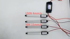 Small DC6V 12V 24V electric motor with a maximum thrust of 33 pounds (150 Newtons) suitable for cabinets storage units window openers and robots complete with a free mounting bracket.