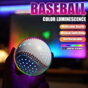 HJDJ 6 Colors LED Glow Baseball RGB 2 Shining Modes Glow Baseball Toy Toss and Catch Toys Night Decorative Simulation Baseball Toy Kids/Children/Toddler